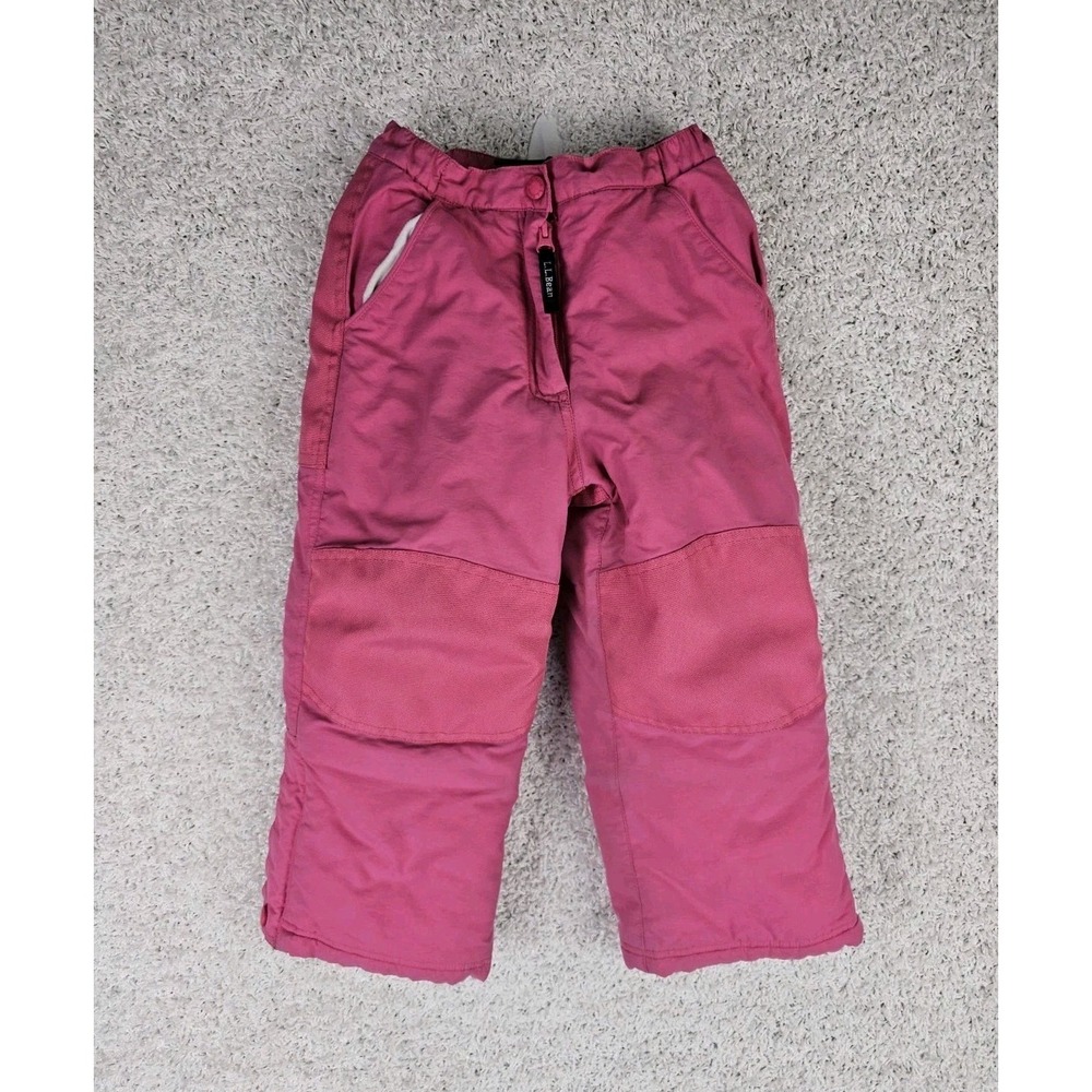LL Bean Girls Pink Snow Pants Size 4‎ Insulated Winter (20x16.5)